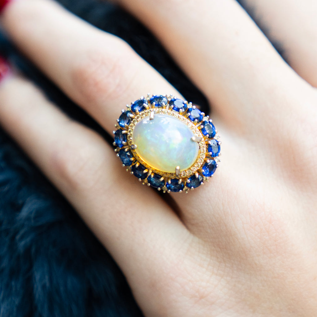 Opal and Sapphire Ascot Ring