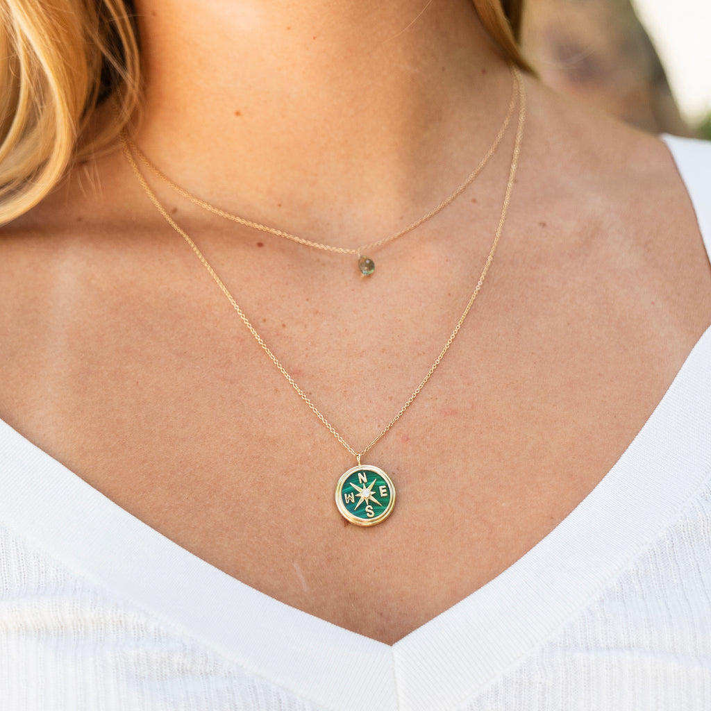 Bespoke Green Sapphire Briolette Necklace in Yellow Gold