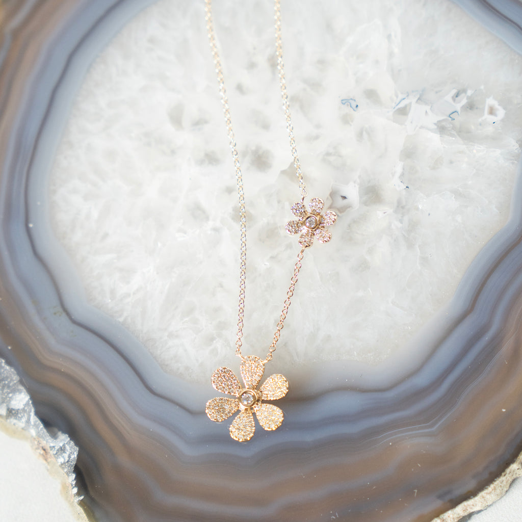 Double Floral Diamond Necklace