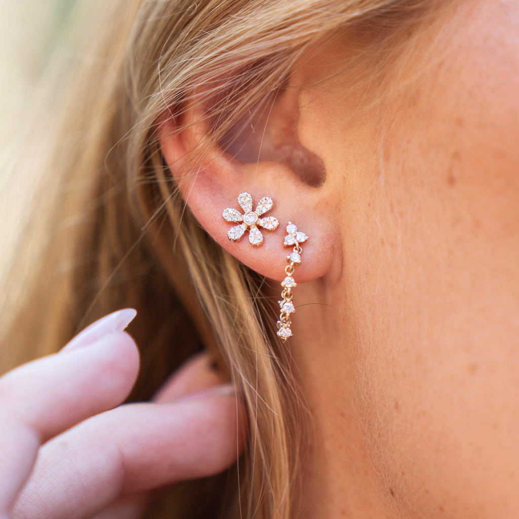 Diamond Floral Earrings