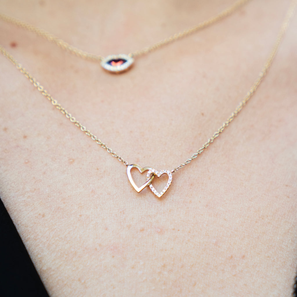 Diamond Interlocking Hearts Necklace