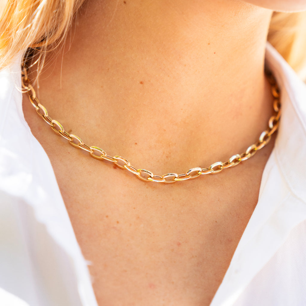 Oval Knife edge 14k Gold Link Chain