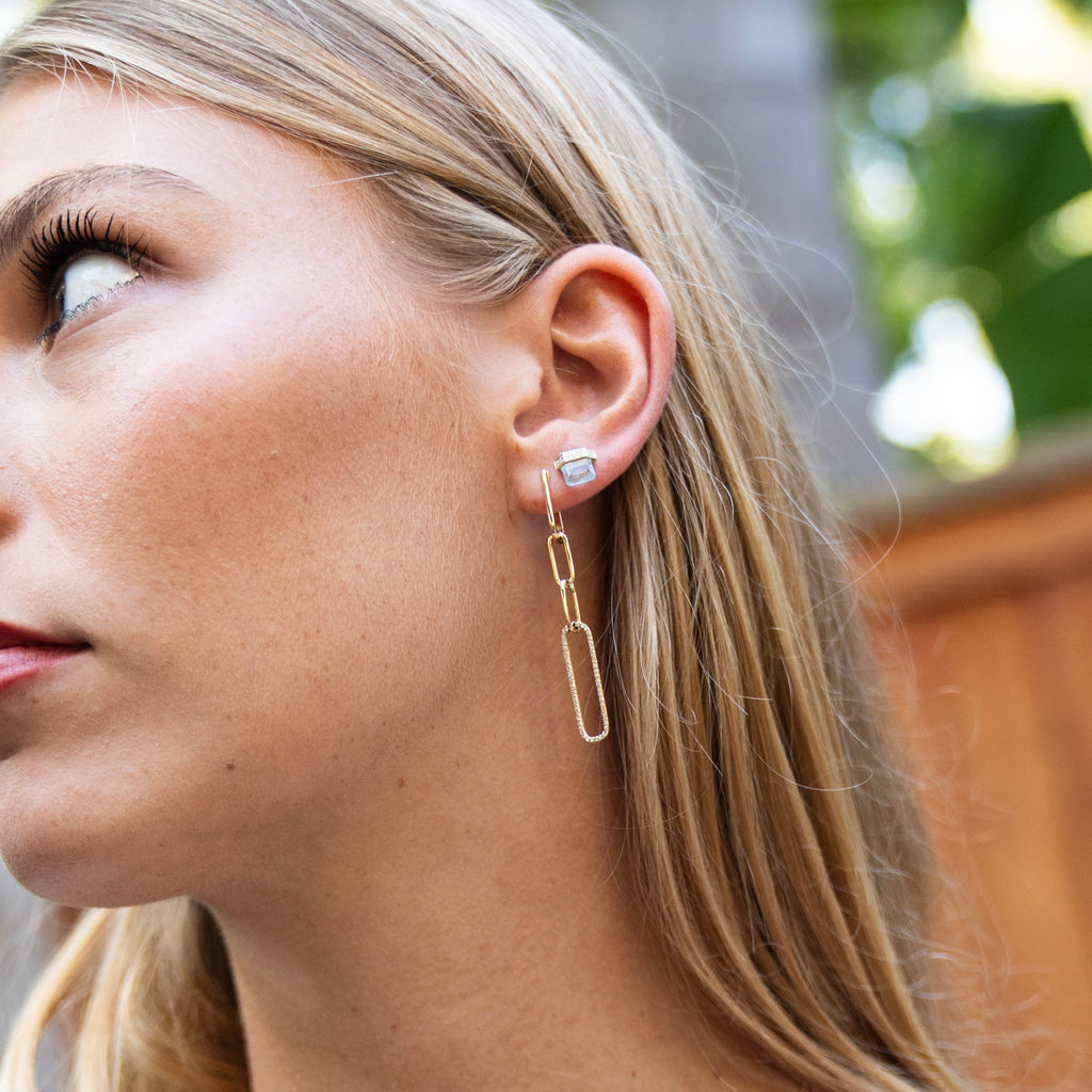 14k Gold and Diamond Chain Link Earrings