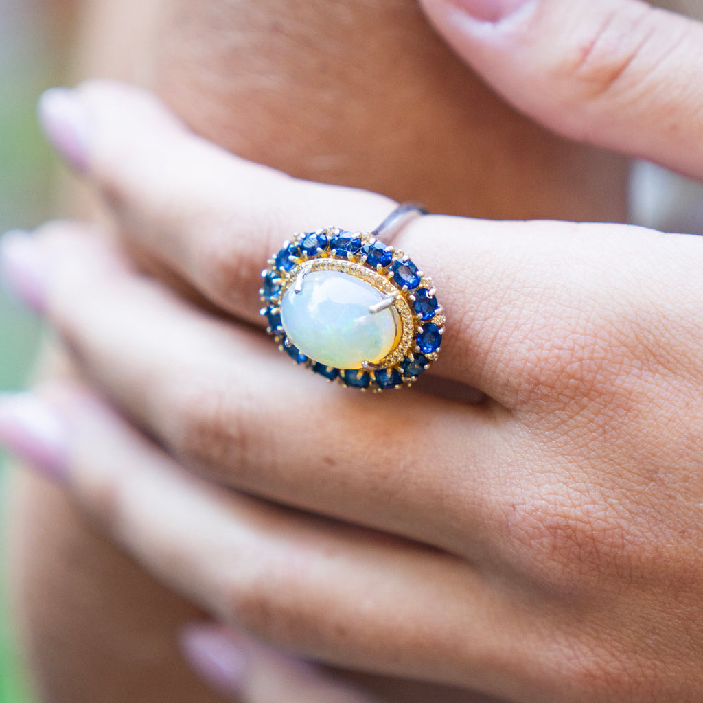 Opal and Sapphire Ascot Ring