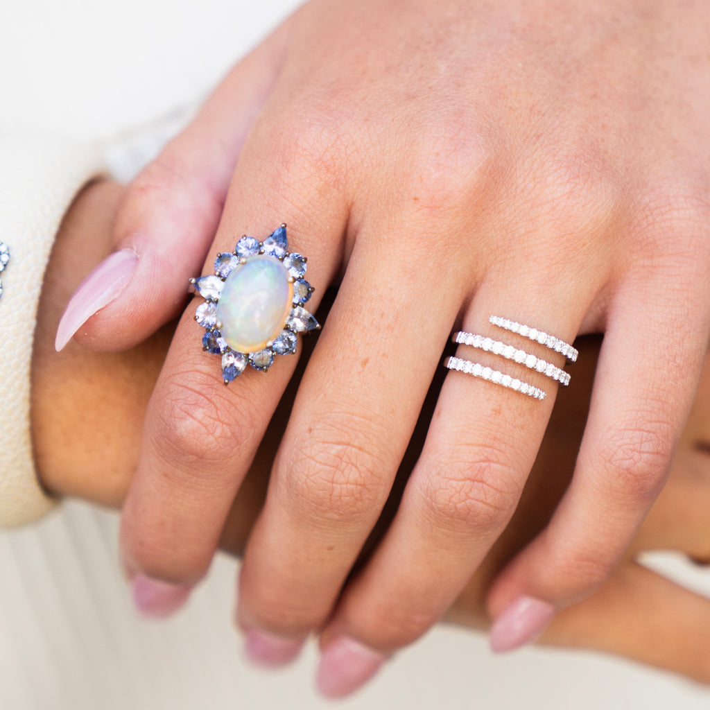 Natural Opal and Tanzanite Cocktail Ring