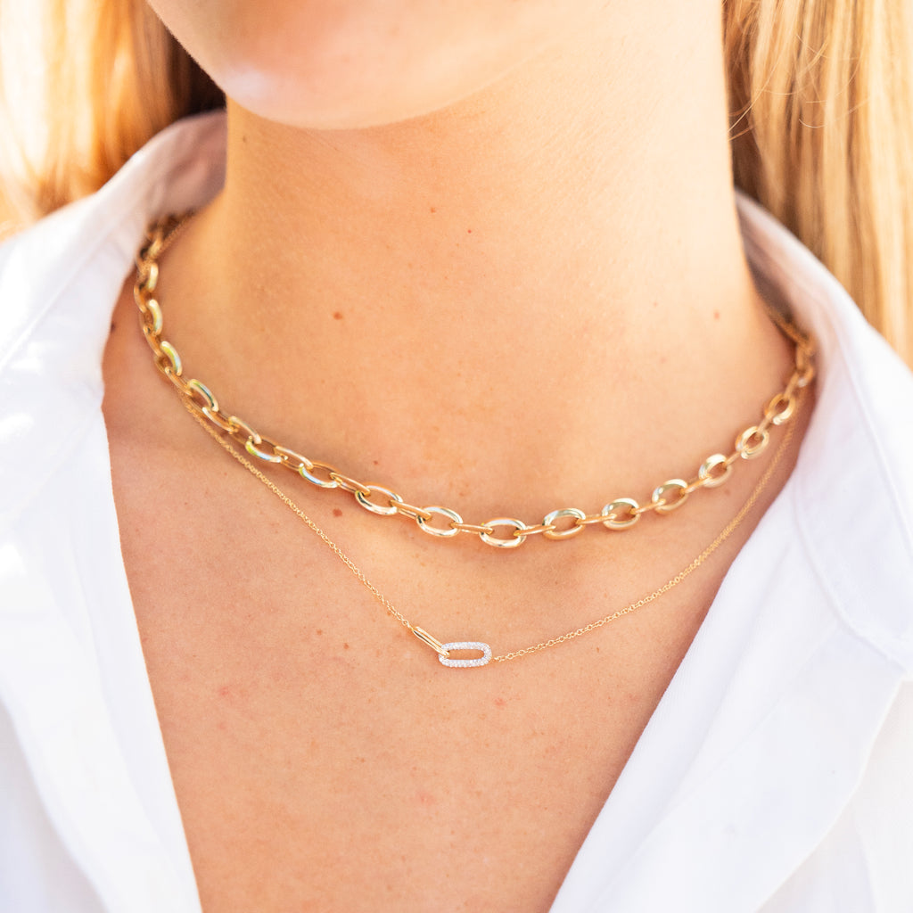 Oval Knife edge 14k Gold Link Chain