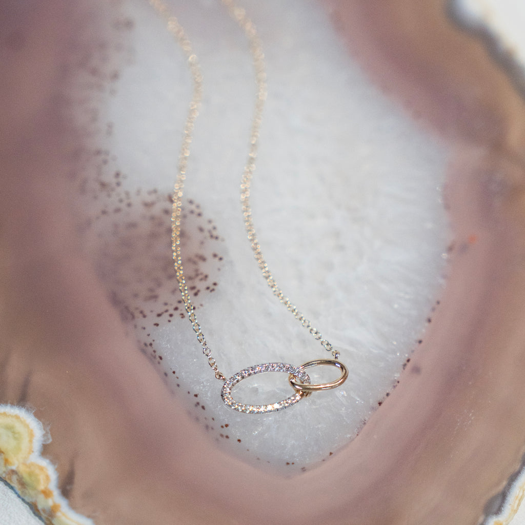 Oval Links Infinity Diamond Necklace in 14K Yellow Gold