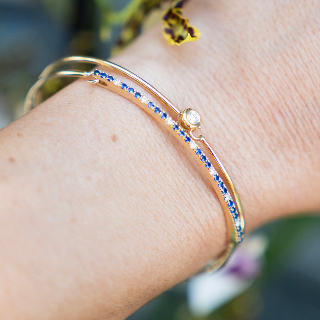 Sapphire and Diamond Stacking Bangle