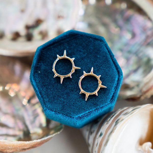 Spiked Huggies in 14k Yellow Gold