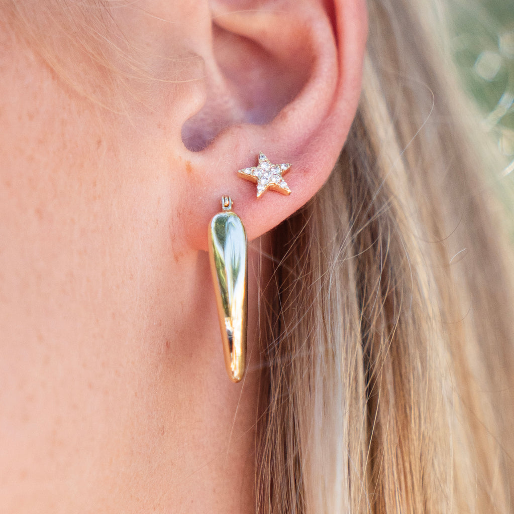 Lucia Polished 14k Gold Statement V Hoops