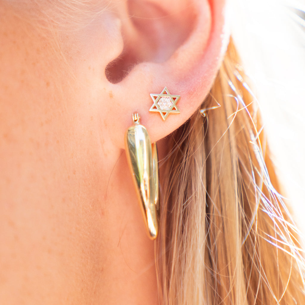 Lucia Polished 14k Gold Statement V Hoops