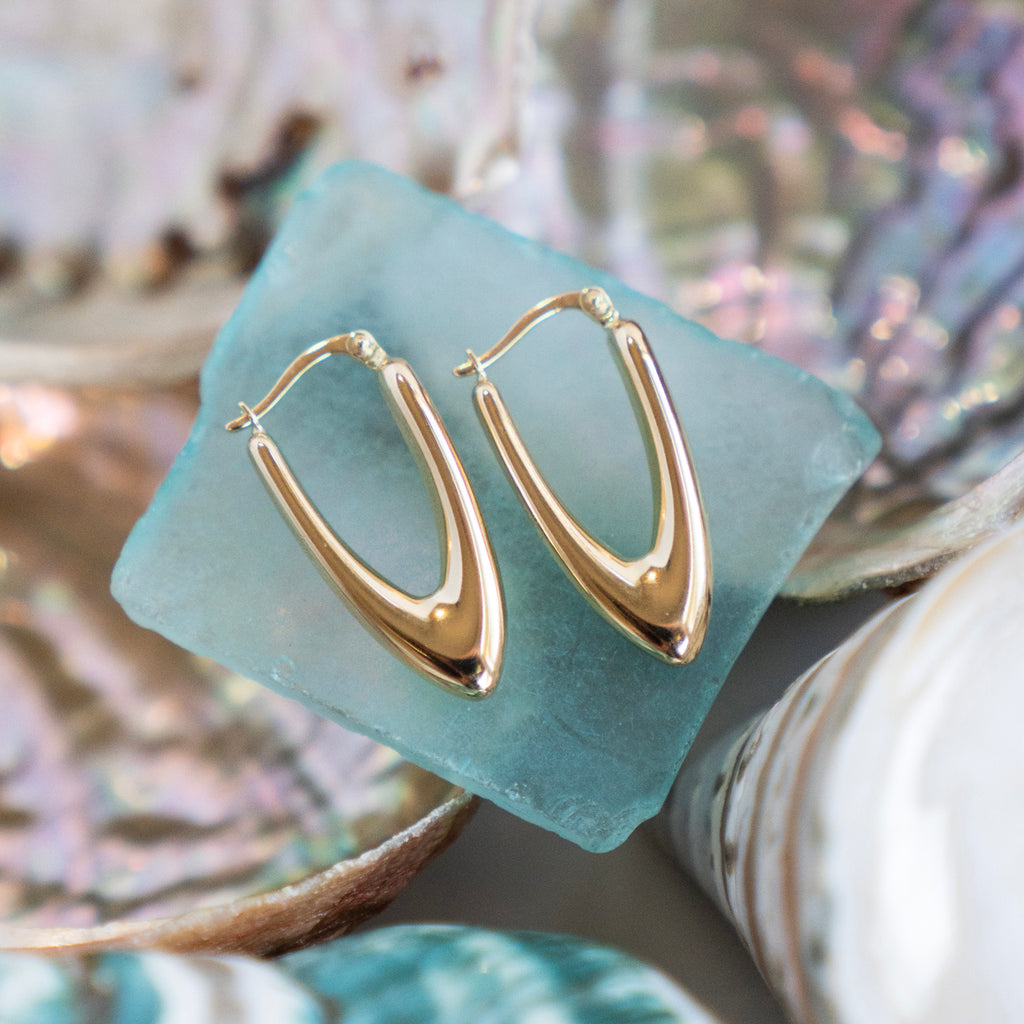 Lucia Polished 14k Gold Statement V Hoops