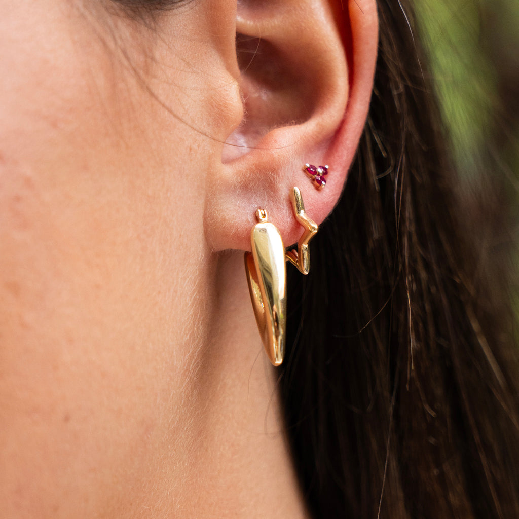 Lucia Polished 14k Gold Statement V Hoops