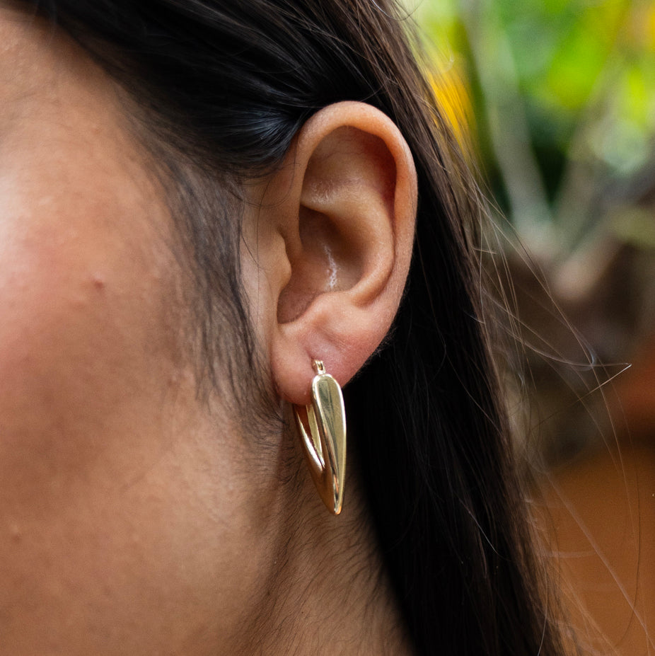 Lucia Polished 14k Gold Statement V Hoops