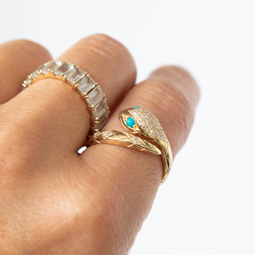 Diamond and Turquoise Snake Ring