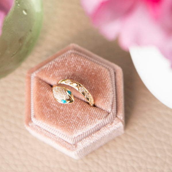 Diamond and Turquoise Snake Ring